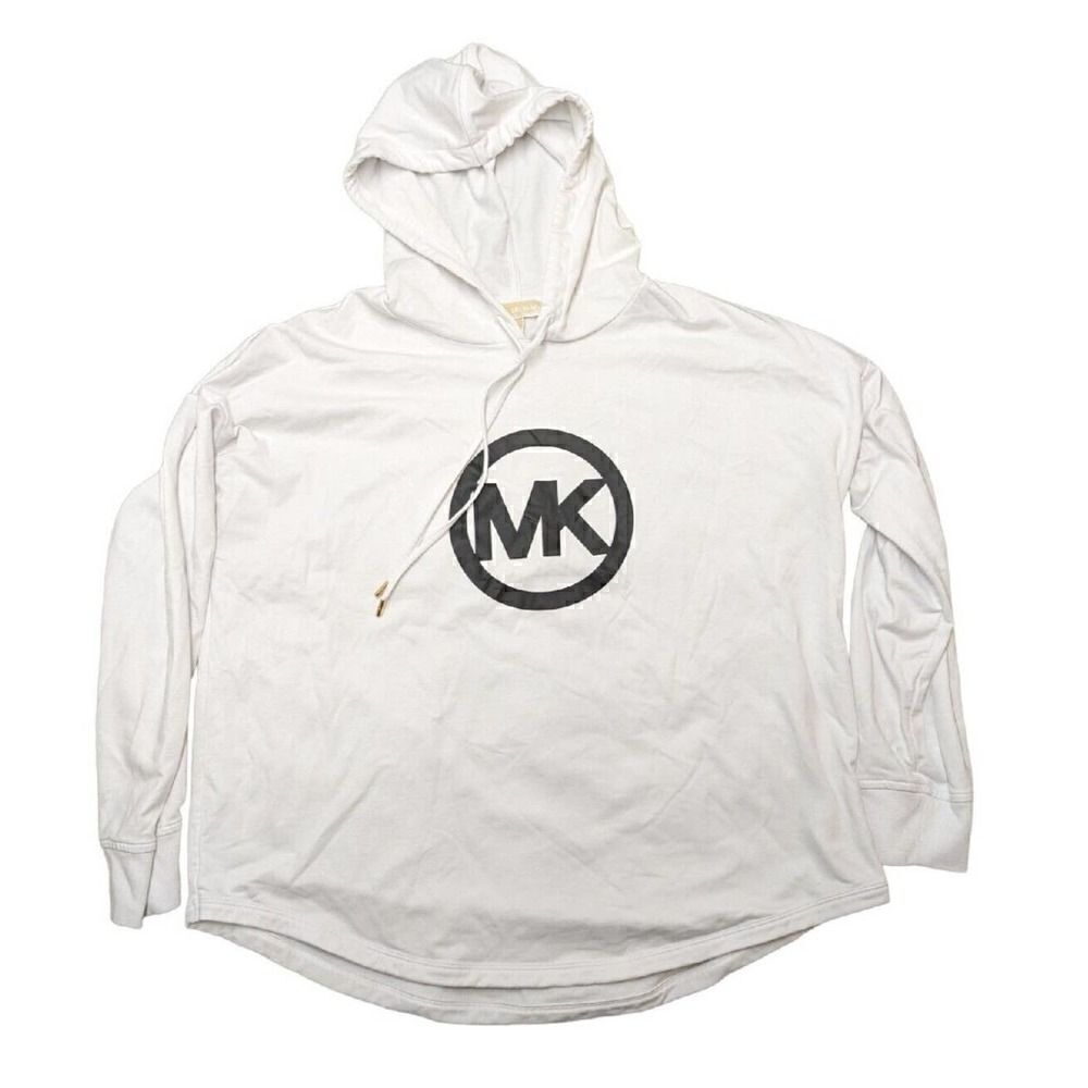 MK Michael kors black/white logo plus size hooded top shirt